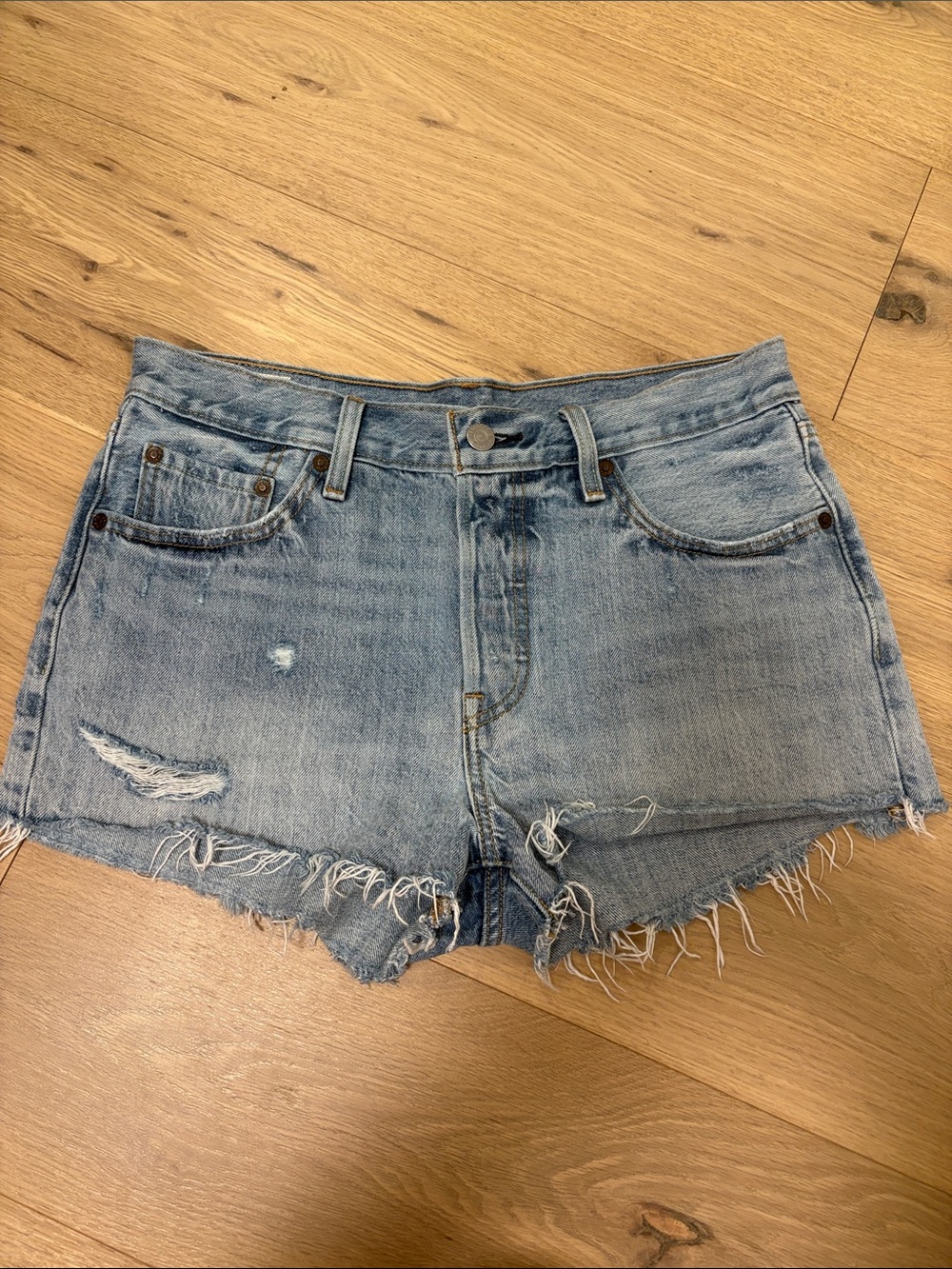 Levi’s Light Blue Distressed Denim Women’s Shorts